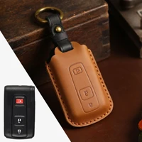 genuine leather handmade 3 button car key case fob cover for toyota land cruiser tacoma prius car key protector