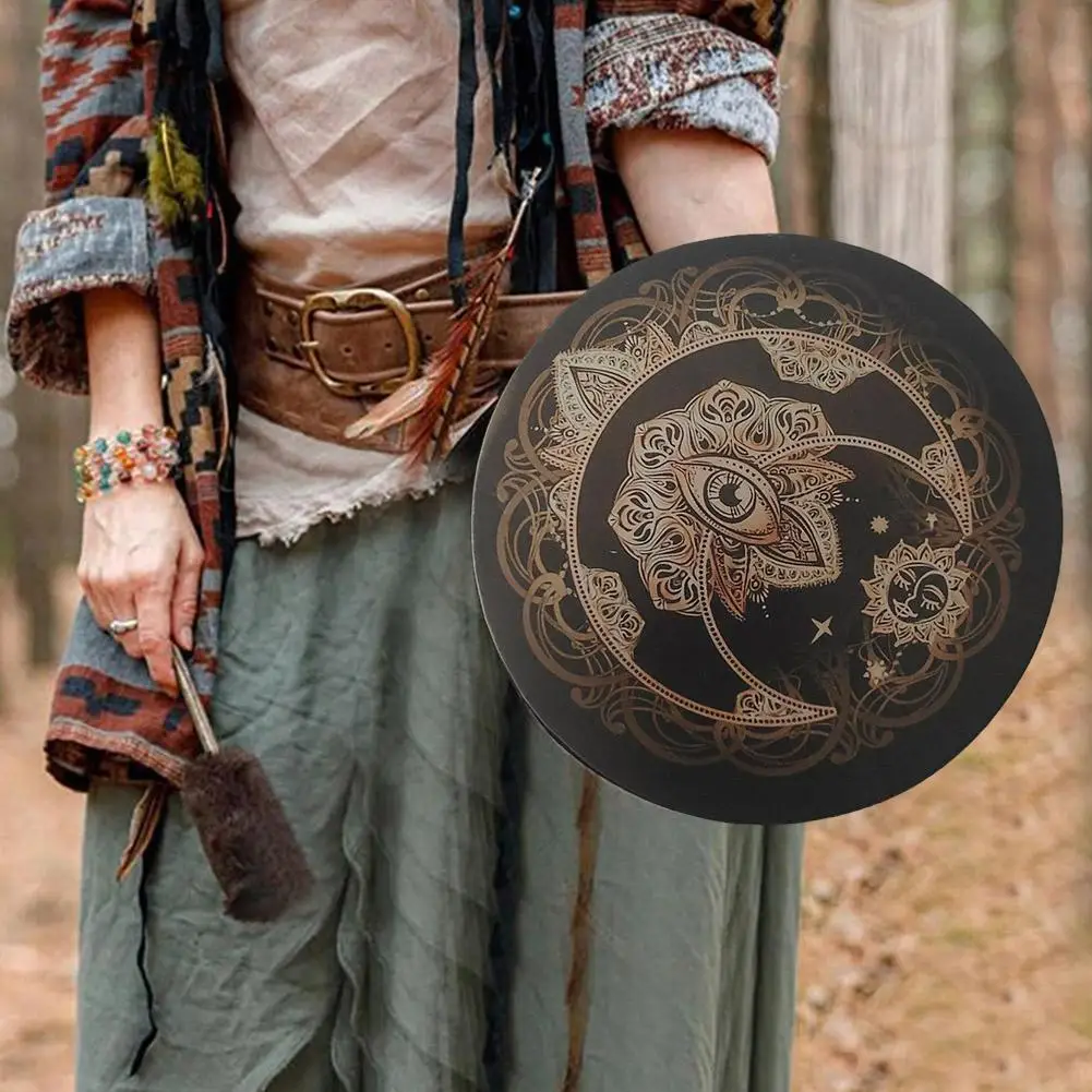 

10 inch Vegan Shaman Alchemical Ocean Wave Bead Hand Drum Gentle Moon Sea Sound Musical Instrument Percussion Instrument