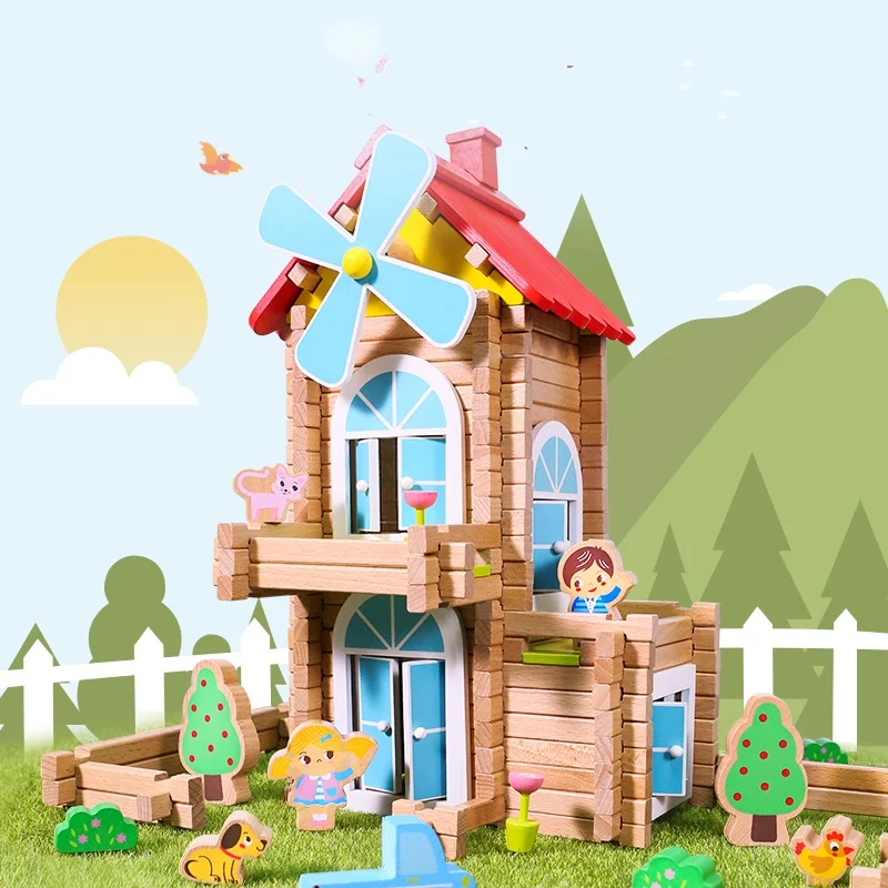 Набор строительных блоков Iwood для деревянных домов игрушка-архитектура сделай