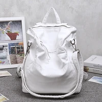 fashion womens backpack luxury designer bagpack korean white shoulder bag soft leather travel backpack bag strap for crossbody