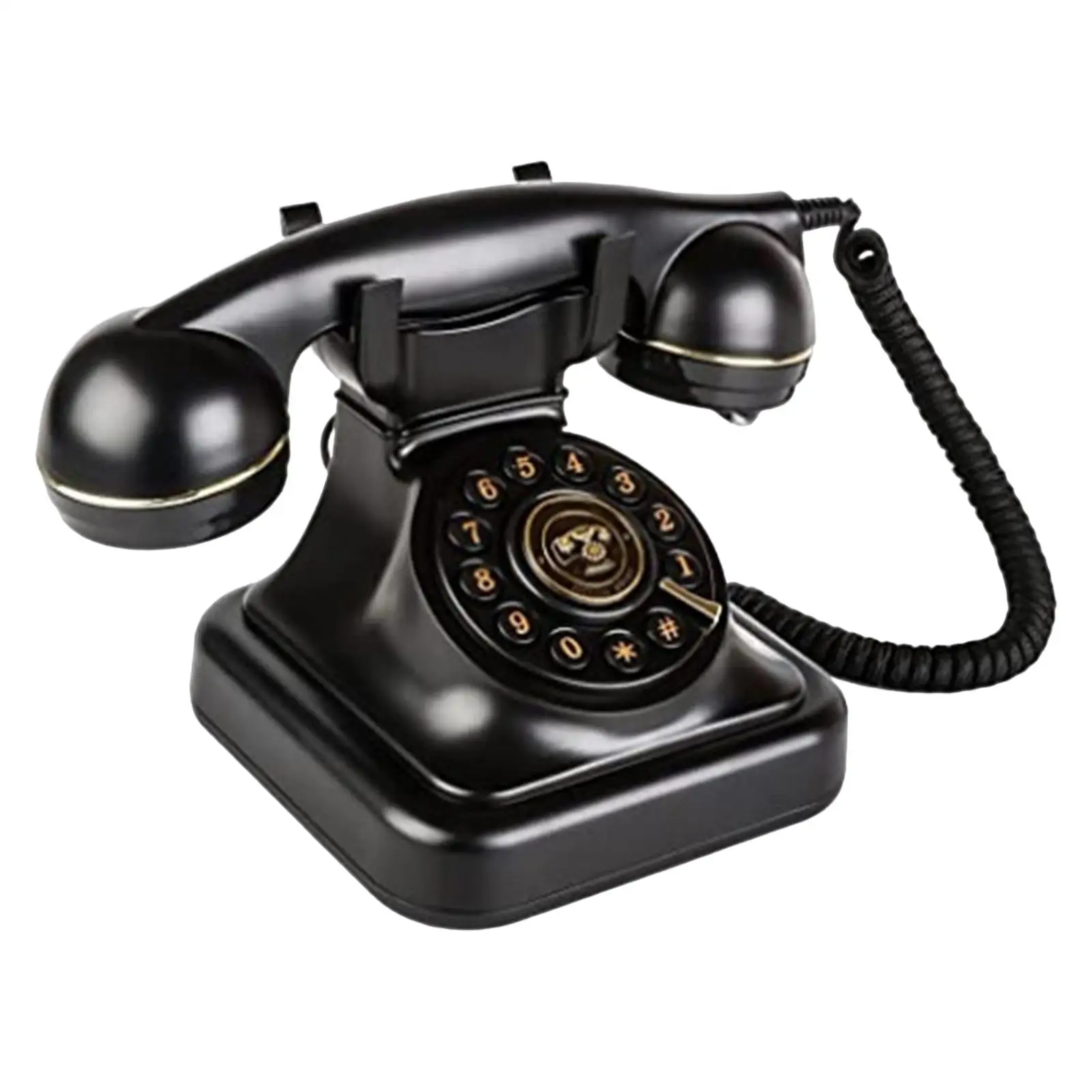 Retro Style Corded Phone Old Fashion Landline Phones Wire Landline Classic with Mechanical Bell Push Button Dial for Decor