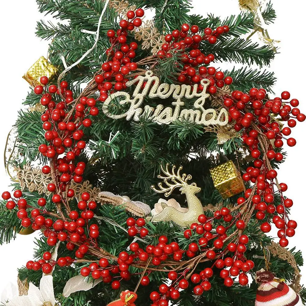 Рождественская гирлянда из красных ягод искусственная бордовая красная ягодная