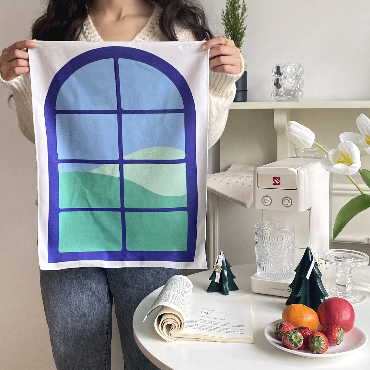 

Ins Korean Fresh Home Bedroom Simple and Creative Background Cloth Atmosphere Layout Photography Display Hanging Cloth Painting