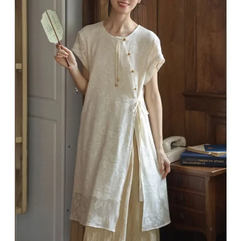 Полый жаккардовый женский кардиган в китайском стиле комплект из 2 предметов