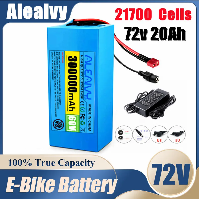 72V 20Ah 20S4P 21700 Lithium Battery Pack 1000W-3000W High Power 84V Electric Bike Motor Electric Scooter Ebike Battery with BMS