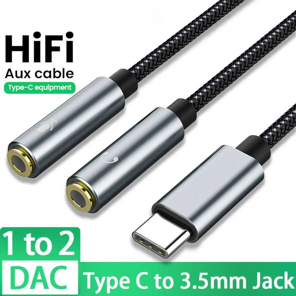 USB Type C to 3.5mm Jack AUX Cable Audio DAC Chip Microphone HiFi Headset Adapter for Macbook Pro Samsung Galaxy Google Pixel