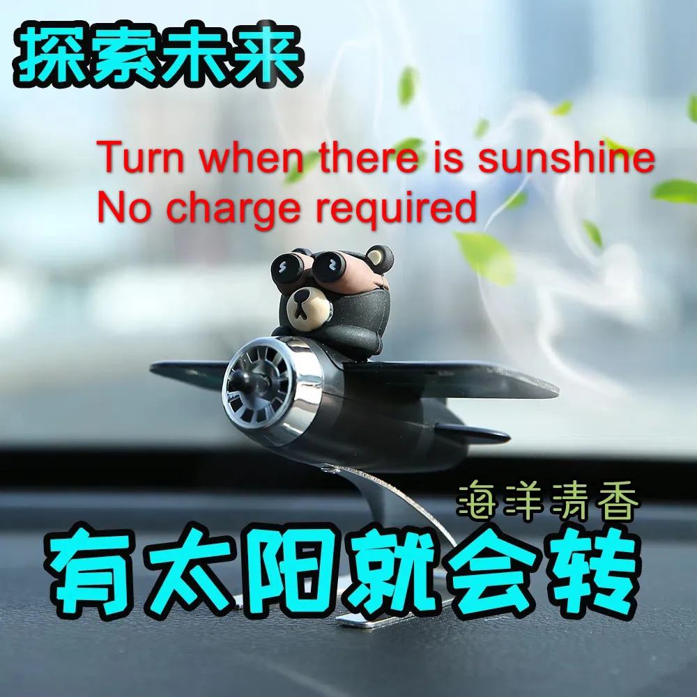 

Car Interior Accessories Air Freshener Solar Airplane Model Center Console Decoration Pilot Rotating Propeller