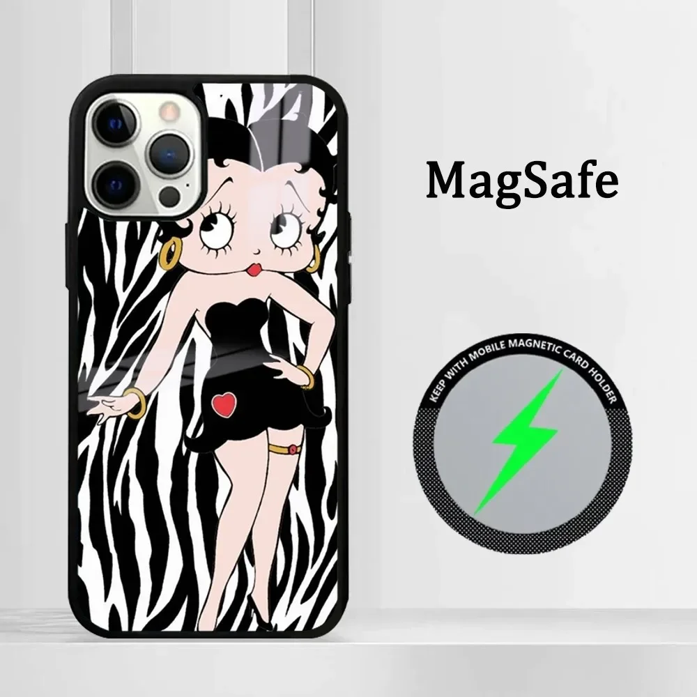 B-Betty-Y B-Boops-S Phone Case For iPhone 16 15 14 13 12 11 Pro Max Plus Mini Magsafe Mirror Wireless Magnetic Cover
