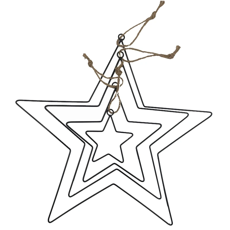 

DIY Wrought Iron Metal Stars Ring Stars Wire Wreath Frame Hoop Macrame Rings for Handmade Dream Catcher New Year Gift