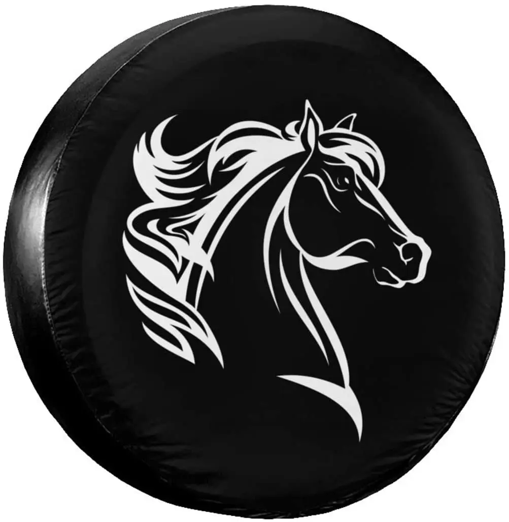

Horse Head Spare Tire Cover Waterproof Dust-Proof UV Sun Wheel Tire Cover Fit for Jeep,Trailer, RV, SUV and Many Vehicle 17 Inch