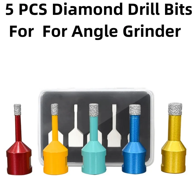 

Набор Алмазных Коронок M14 (5 Шт.) Для Сухого Сверления Керамогранита, Мрамора, Гранита, Для Угловых Шлифовальных Машин