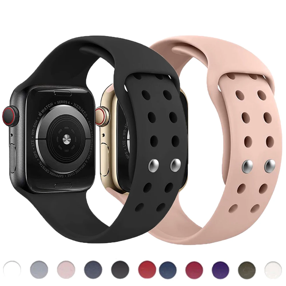 

Band For Apple Watch Strap 44mm 40mm 45mm 41mm 42mm 38mm IWatch serie SE 6 5 3 silicone Bracelet Correa Apple Watch 7 band 45 mm
