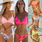 Новинка 2021, комплект бикини из двух предметов с розовым принтом и низкой талией, купальник, женская пляжная одежда, купальник, купальный костюм