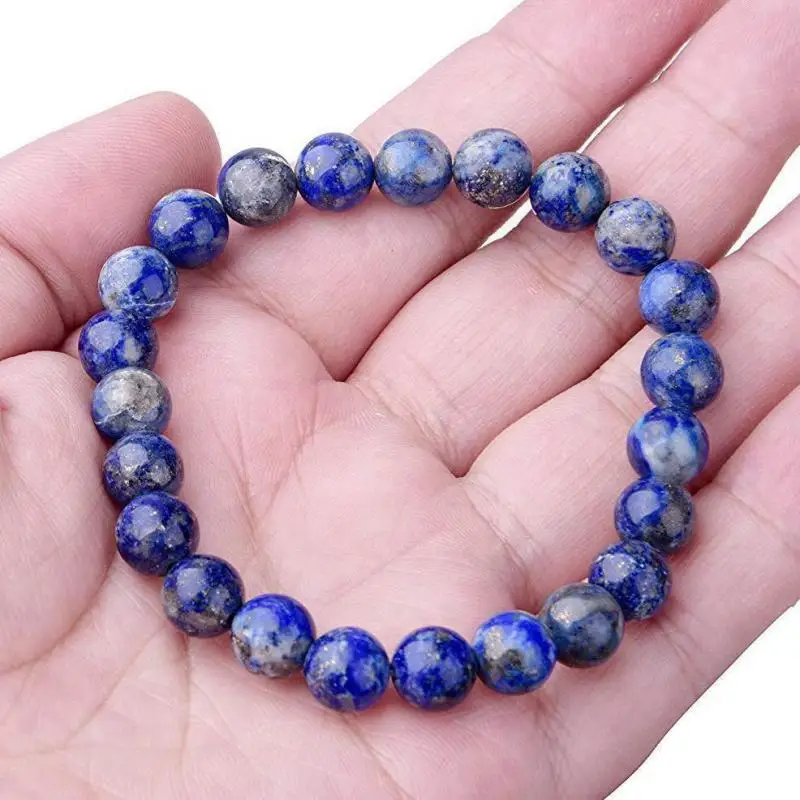

Lapis Lazuli Bracelet Men Women Gemstone Bangle Healing Jewelry Genuine Natural Lapis Lazuli Round Bead Elastic Beaded Bracelets