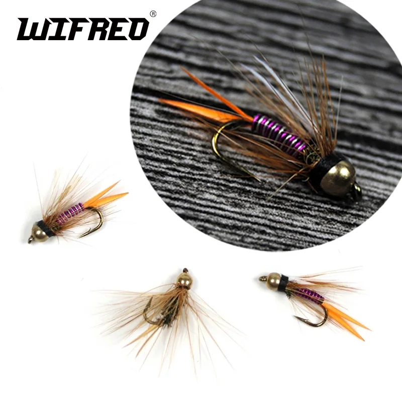 

Wifreo 12pcs 12# Fast Sinking Brass Bead Head Prince Nymph Trout Fishing Flies Nymph Stonefly Caddis Fly