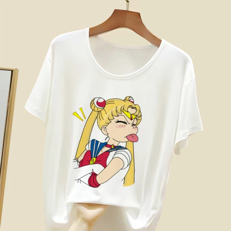 

Kawaii Sailor Moon Woman T Shirts for Girls Japanese Anime T-shirts Y2K Tops 90S Baby Tees Casual Vintage Harajuku 20013-11