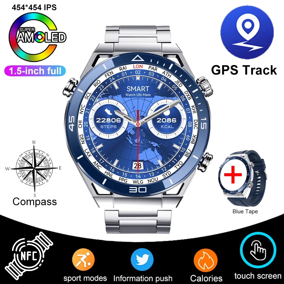

2024 New NFC ECG+PPG Bluetooth Call Smartwatches GPS Tracker Motion Bracelet Fitness for Huawei Watches Ultimate Smart Watch Men
