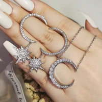 2022 new trendy moon silver color bride dubai jewelry set necklace earring for women wedding christmas party lover gift j6748