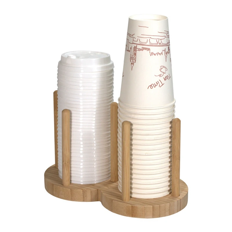 

Disposable Cup Storage Holder Rack Shelf Water Tea Cups Wood Dispenser With Longer Stick Mug Display Stand Organizer
