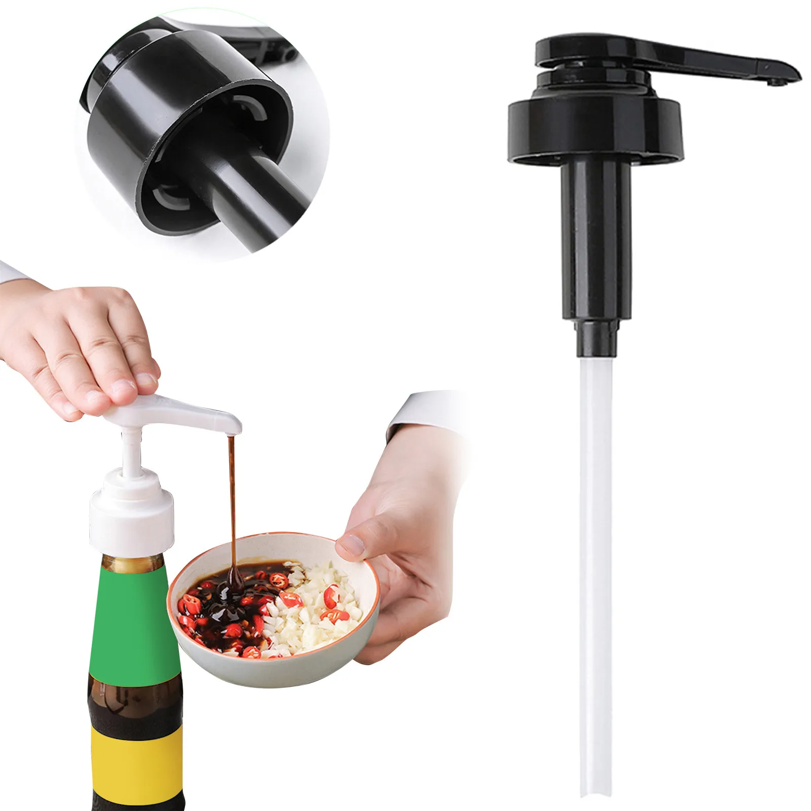 

Stainless Steel Oil Bottle Pressure Nozzle Household Sauce Push-type Pump For Kitchen Pressing Syrup Ketchup Vinegar Olive Oil