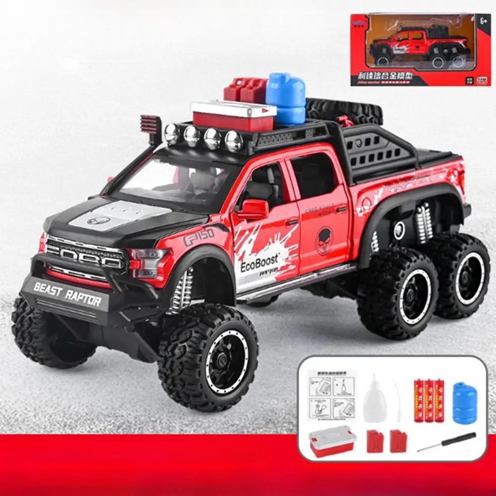 

Имитация пикапа спрей-фотосессия Совместимость с Raptor 6x6 сплав оттягивающийся автомобиль игрушка со звуком светильник подарок для мальчика