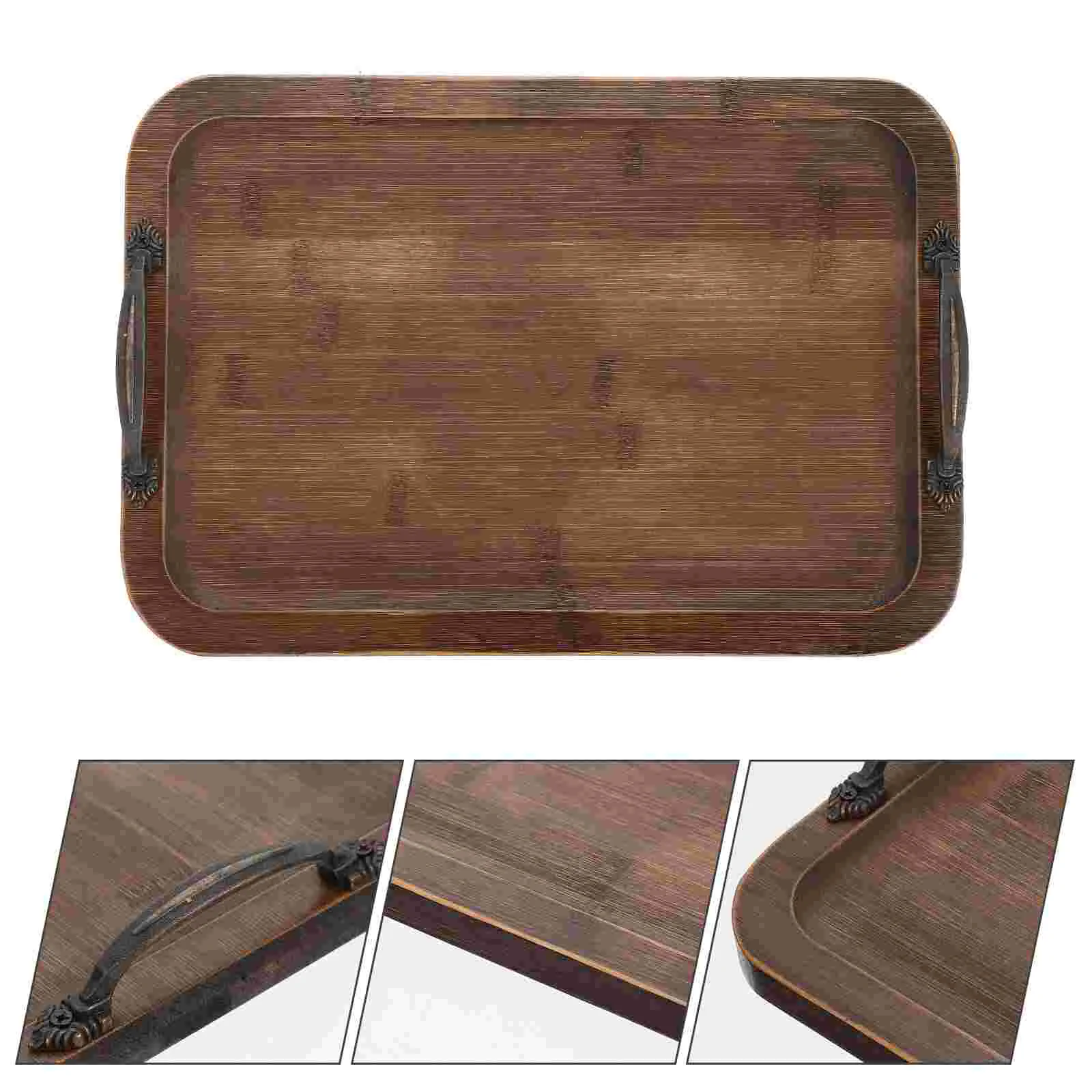 

Tray Plate Wood Wooden Serving Dish Platter Jewelry Food Trays Trinket Breakfast Organizer Coffee Storage Rustic Bread