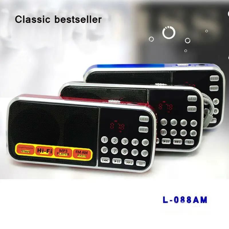 Gurbani Радио Super Bass Sound AM/FM Radio King L-088AM с TF USB AUX Наушники Фонарик Светодиодный Дисплей