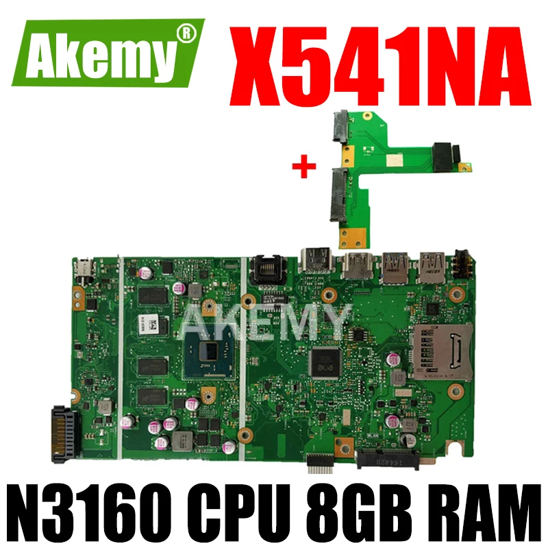 

Akemy For ASUS VivoBook Max X541NA-PD1003Y laptop motherboard X541NA mainboard X541N motherboard test 100% OK N3160 CPU 8GB RAM