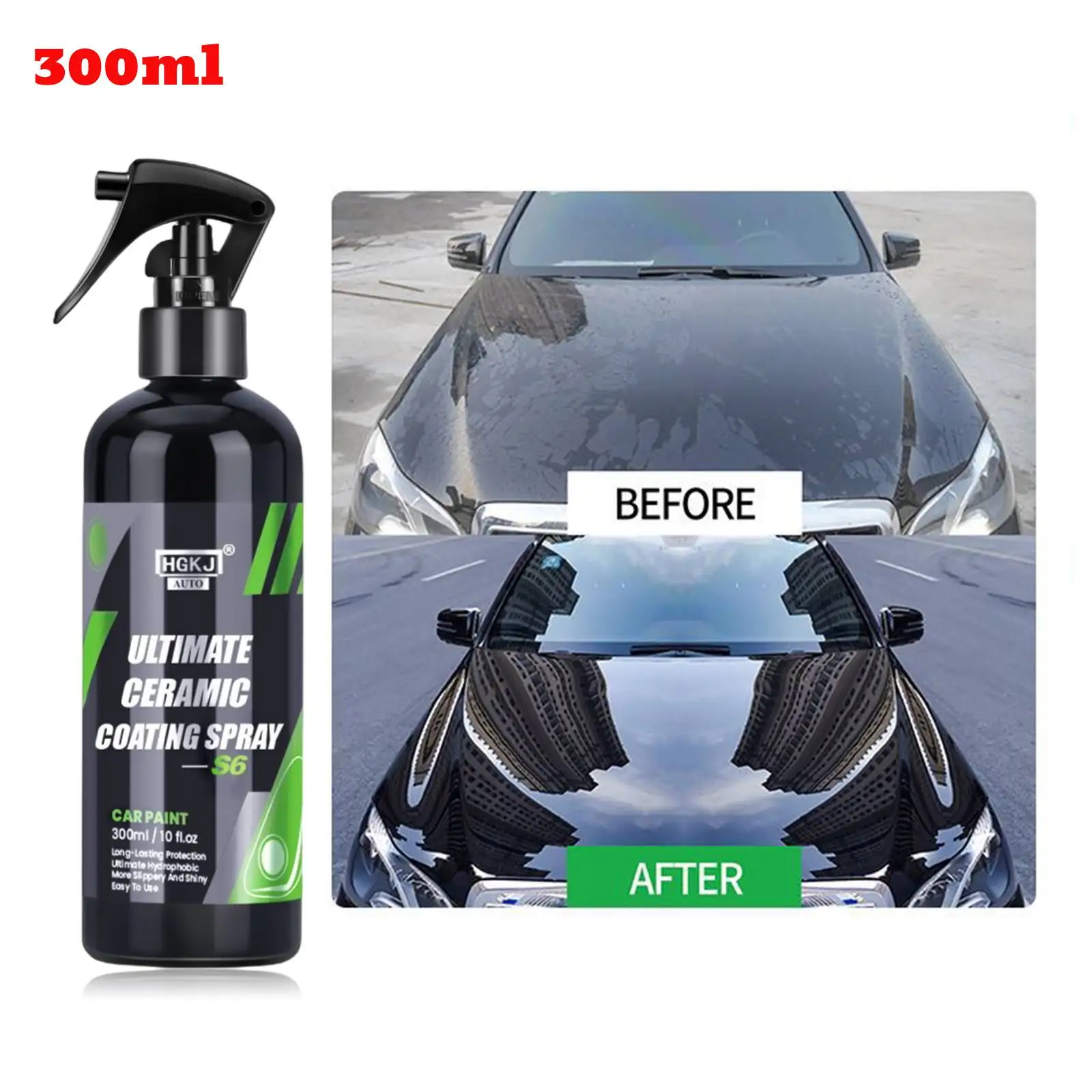 300ml 9H Ceramic Car Coating Spray Liquid Car Paint Care Car Anti Scratch Repair Spray Hydrophobic Coating Liquid Protection S6