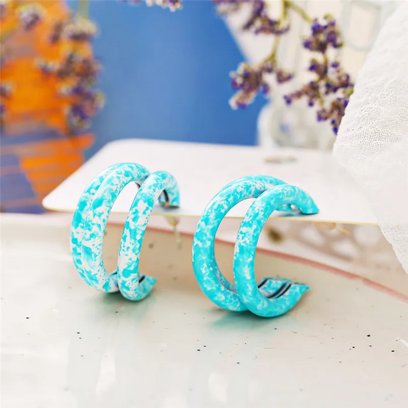 

2021 Fashion Color Alloy Big Hoop Earrings Women Korean Jewelry Accessories
