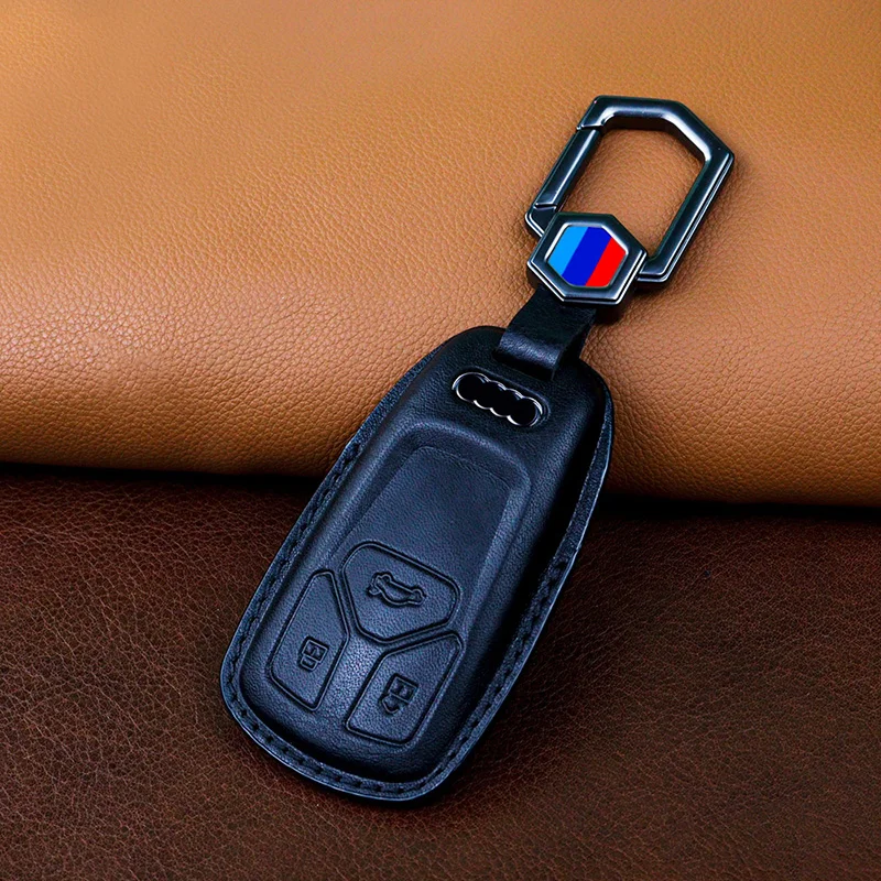 

Leather Car Key Case Full Cover Fob For Audi A6 A5 Q7 S4 S5 S7 A4 B9 A4L 4m 8W Q5 TT TTS RS 8S Coupe Car Styling Accessories