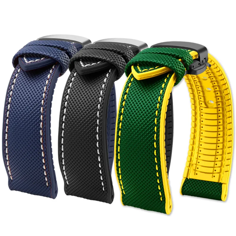

22mm High Quality Rubber Strap for B-lancpain Fifty Fathoms Fashion Diving Sports Replacement WatchBand With tools