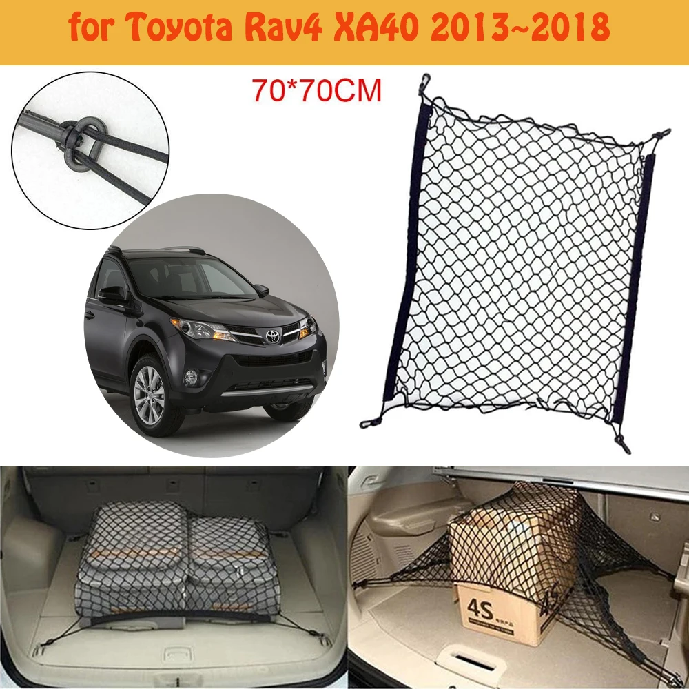 Ganchos de red para maletero de coche, red de malla organizadora de carga, accesorios de almacenamiento de equipaje elásticos para Toyota Rav4 XA40 2013 ~ 2018