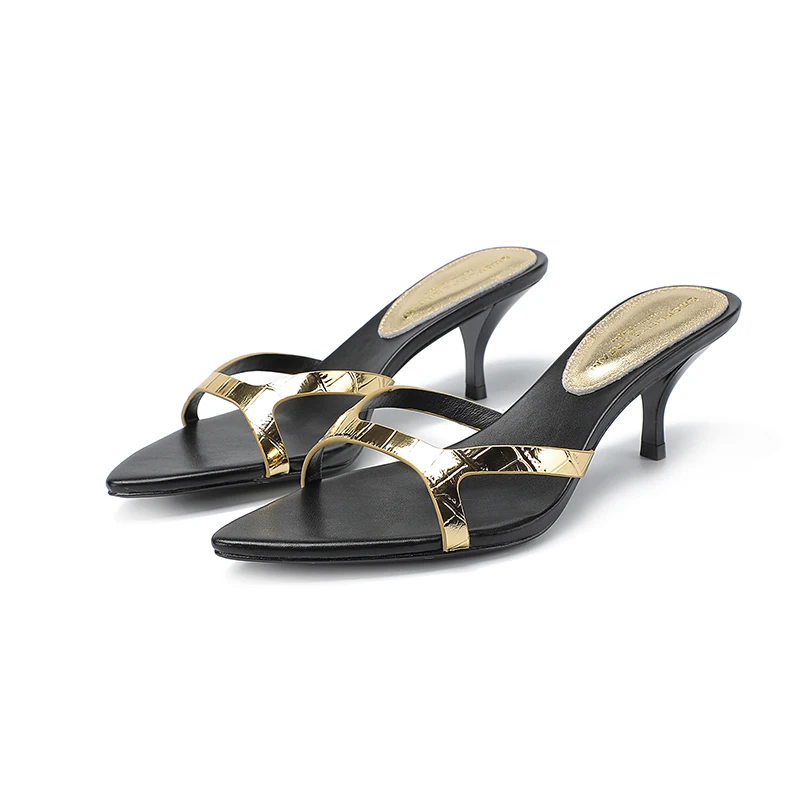 Summer New Women's Shoes 6cm Fashion High Heels 35-43 Plus Size Banquet Shoes Sexy Genuine Leather Pointed Women's Party Shoes