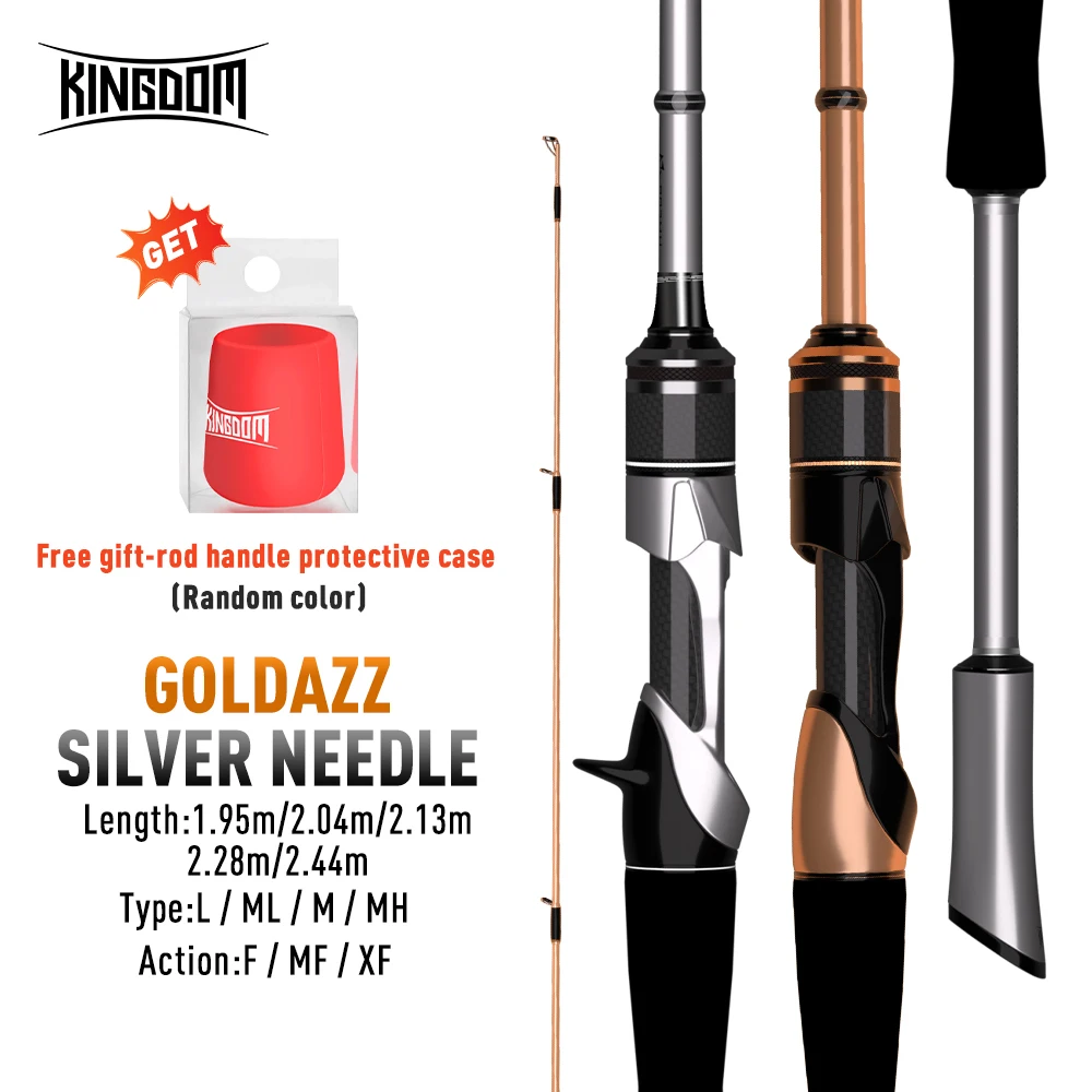 

Kingdom GOLDAZZ Silver Needle Ultralight Carbon Spinning Casting Fishing Rod 1.95m 2.04m 2.13m 2.28m 2.44m 2 Sections L/ML/M/MH