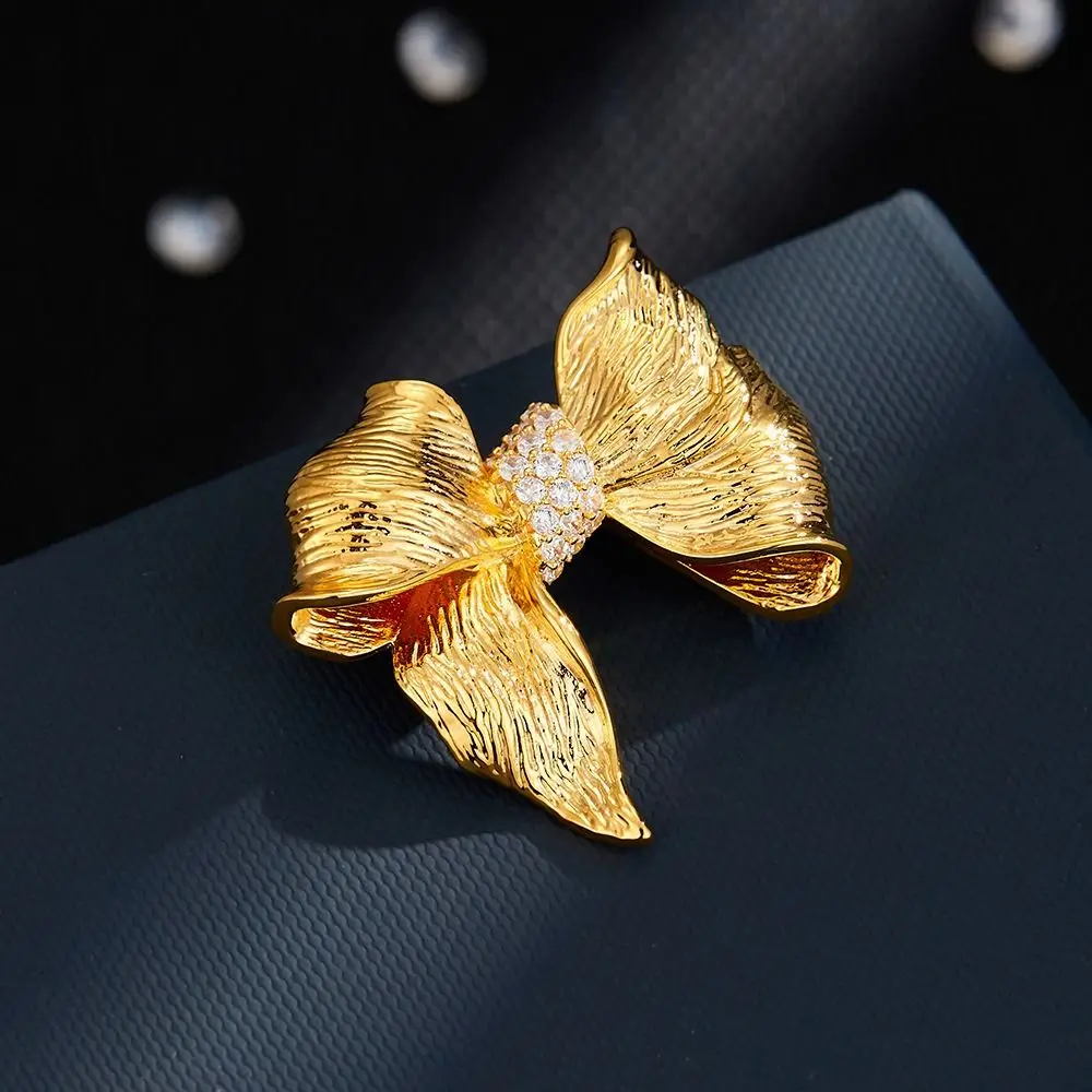 Портативная легкая роскошная брошь с бантом оригинальный дизайн простые булавки