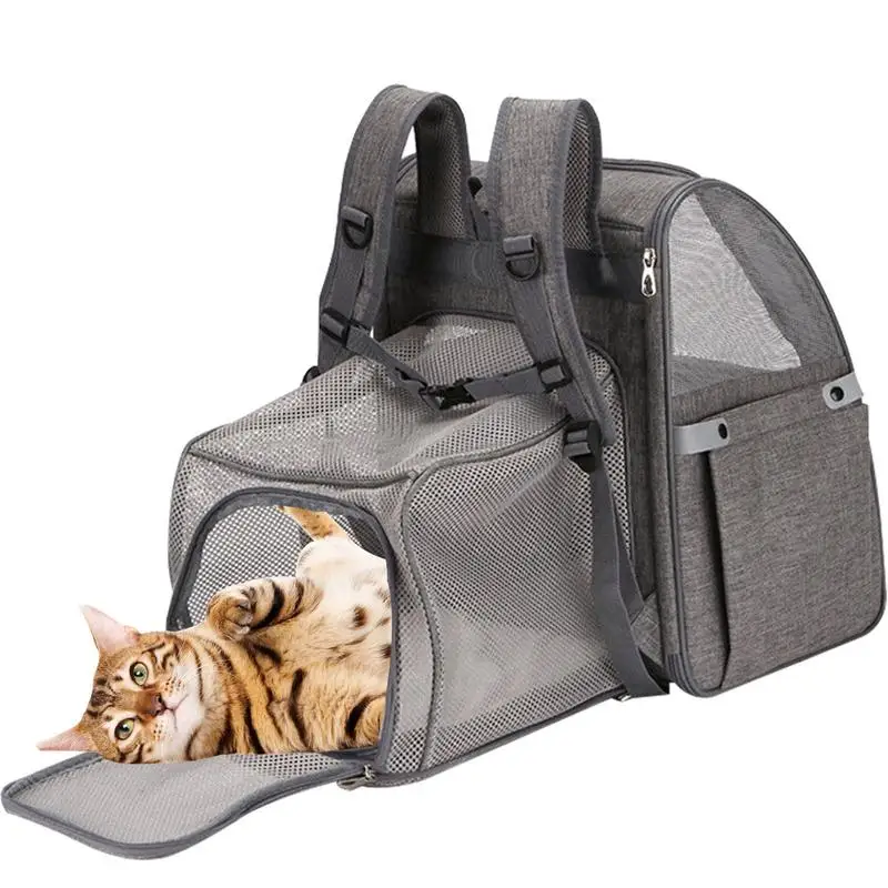 

Сумка для переноски домашних животных, дорожный рюкзак для переноски собак и кошек, Воздухопроницаемый расширяемый ранец для перевозки собак