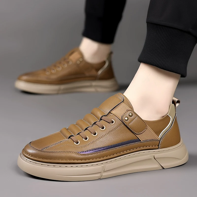 Новые брендовые весенние мужские оксфорды из дышащей кожи на плоской подошве