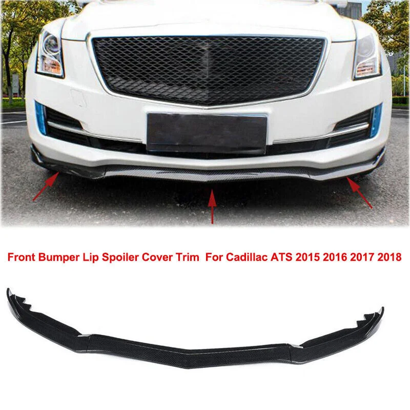 

3Pcs Carbon Fiber Look Front Bumper Lip Cover Trim For Cadillac ATS 2015-2018