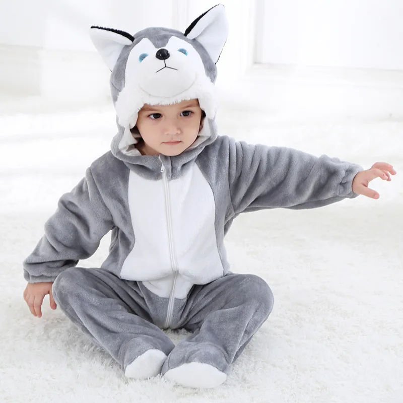 

Spring and Autumn New Children's Clothing Flannel Cartoon Animal Shape One-Piece Rompers Jumpsuit Single Layer Children's Clothi