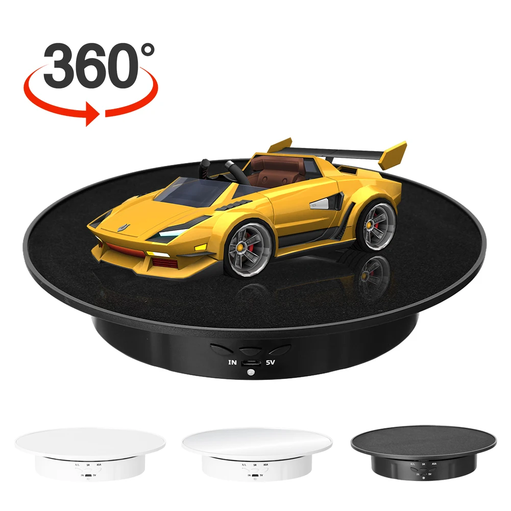 

New Electric Rotating Display Stand Mirror 3 Speeds 360 Degree Turntable Jewelry Holder Battery For Photography Shooting