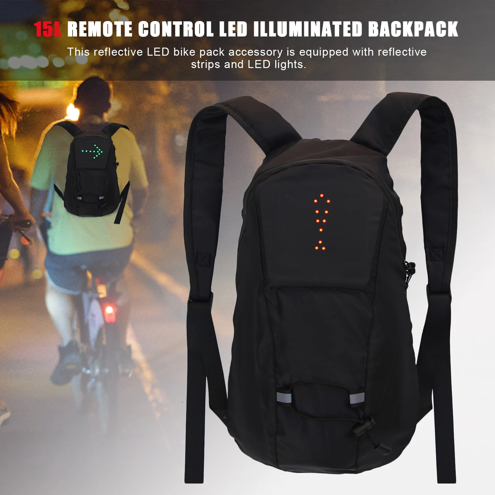 

Светоотражающий рюкзак с дистанционным управлением, водонепроницаемая школьная сумка 15 л с светильник кой, USB зарядкой и светодиодной подс...