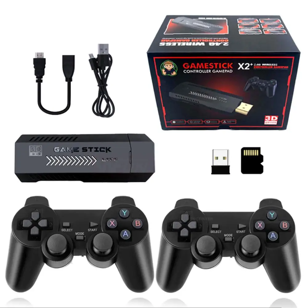 

NEW X2 Plus Retro Video Game Console 4K HD Output Gamestick Emuelec 2.4G Wireless Controllers 3D For PSP/PS1 40 Simulators Games