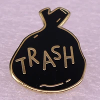 black garbage bag jewelry gift pin wrap garment lapefashionable creative cartoon brooch lovely enamel badge clothing accessories