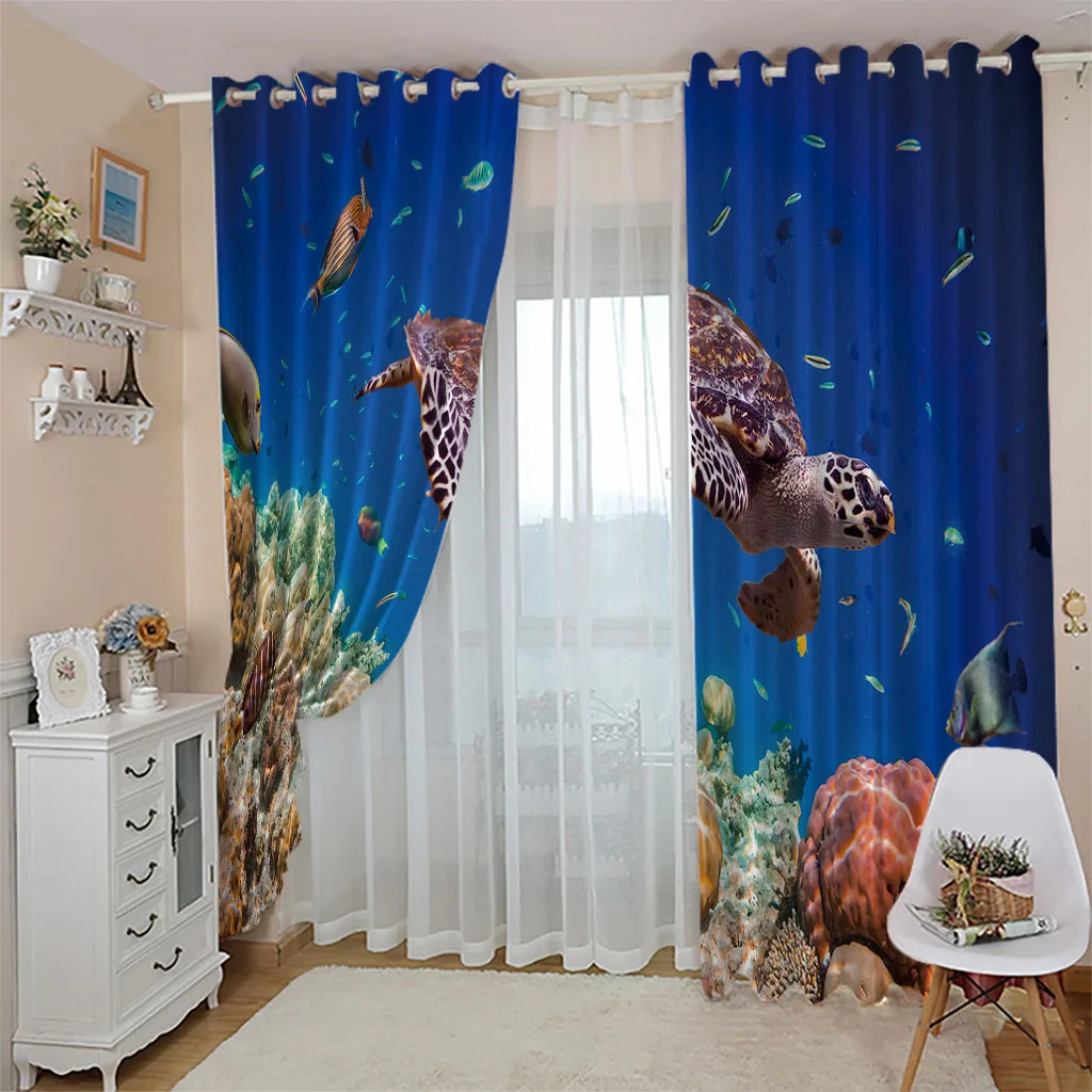Customized Elegant Room Curtains Animal Sea Turtle Best Selling Bohemian Style Living Bedroom Home Decor Free Del