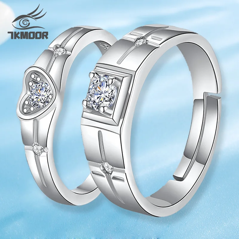 

2PCS/Pair Copper Plated Platinum Couple Ring Classic Type Crystal Wedding Jewerly Prevent Allergy Accessory Valentine's Gift