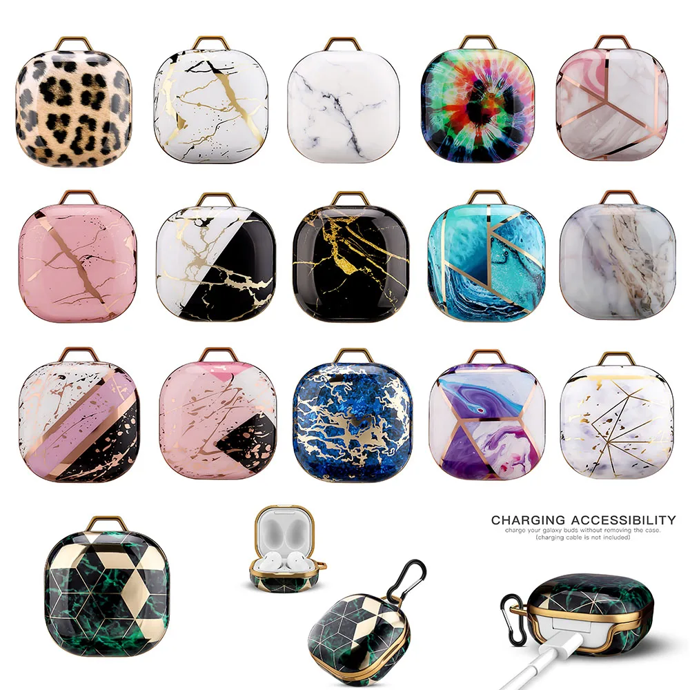 

Luxury Electroplated Marble Earphone Case For Samsung Galaxy Buds Live / Pro Buds Plus Buds2 Bluetooth Headset Protector Cover