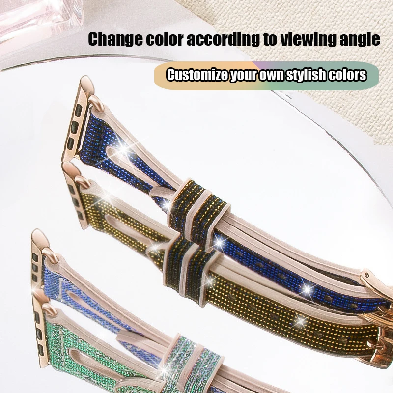 Strap For Apple Watch band 44mm 40mm 45mm 41mm 42mm 38mm Leather+Silicone watchband slim discoloration bracelet iwatch 3 4 5 6 7