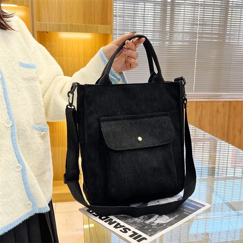 

Shopping Bag Designer Handbag Autumn and Winter Girls Student Bookbag Female Canvas Shoulder Tote Bag Corduroy Bag for Women