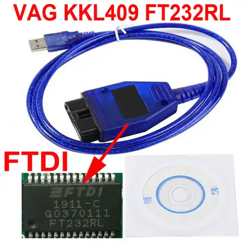Инструмент для сканера VAG COM KKL 409 с чипом FTDI FT232RL, диагностический инструмент VAG 409 с кабелем VAG COM, диагностический инструмент VAG, автомобильные...